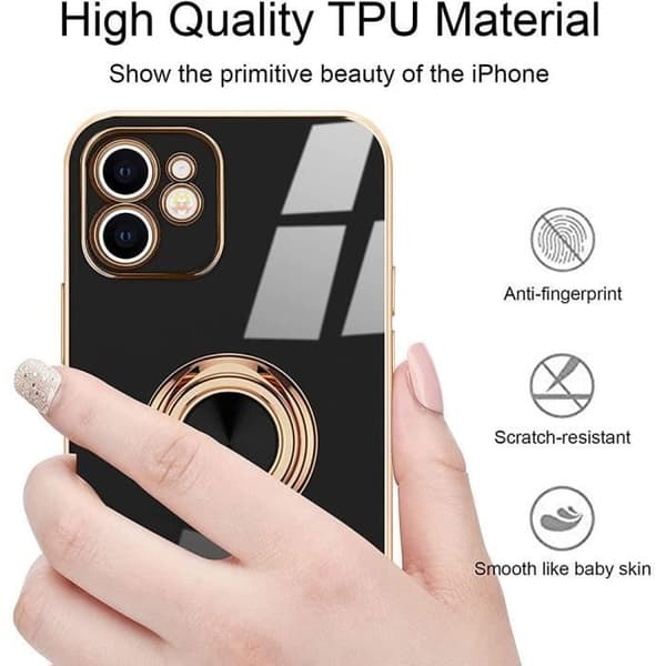 Skyddshölje - E.F.CONNECTION - för iPhone 13 Pro - Flexibel - Lyx TPU - Stötsäker - Repfria Svart