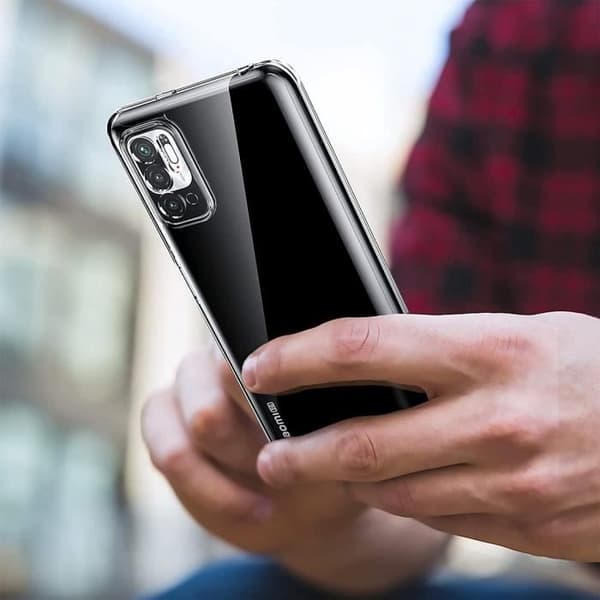 Coque silikon - E.F.CONNECTION - för Redmi Note 10 5G - Högmotståndssilikon - Härdat glas - Transparent Transparent