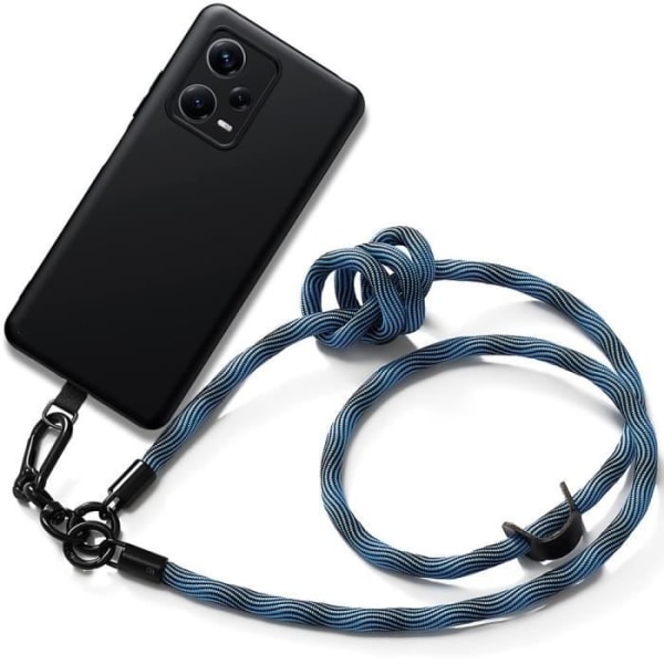 Ledningsetui til Xiaomi Redmi Note 12 Pro Plus 5G, sort beskyttelse med blå aftagelig ledning (ikke til Redmi Note 12 Pro)
