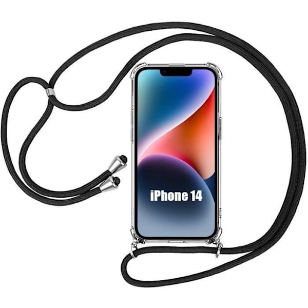 Beskyttelsescover til iPhone 14 - E.F.CONNECTION - Blød - AntiShock - Gennemsigtig med sort ledning Transparent med svart sladd