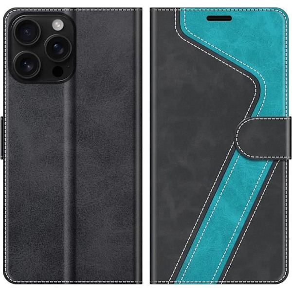 Fodral till iPhone 16 Pro Max - Blå konstläder Stötsäkert skydd 360 graders anti-skrapa flik