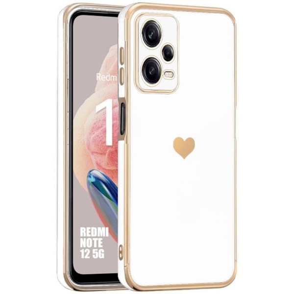 Heart Pattern Silikonfodral till Xiaomi Redmi Note 12 5G Stötsäker Anti-Scratch Mjuk - Vit