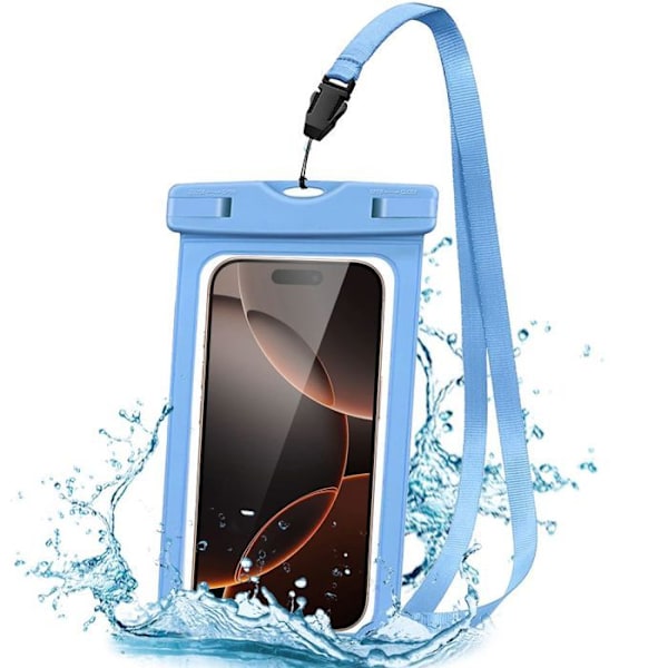 Vandtæt etui til iPhone 16 Pro Max 16e 16 Plus 15 Pro 14 Plus 14 Pro 13 12 11 XR XS 8 7 6 - Beskyttelse IPX8 Blå kant Blå