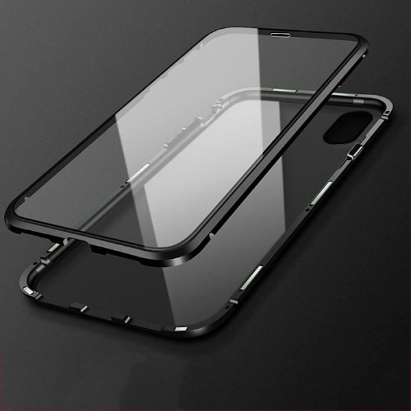 Fodral - Magnetisk - iPhone XR - Svart - Härdat glas - Transparent Bumper Svart