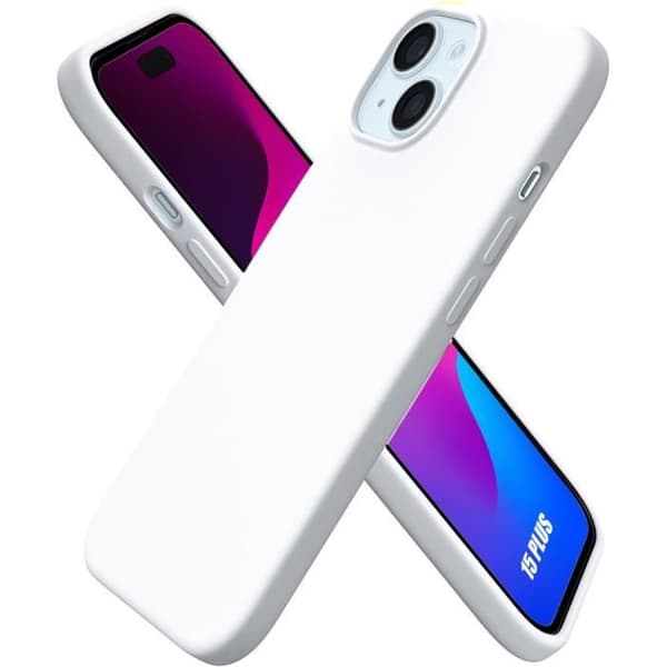 Coque - E.F.CONNECTION - för iPhone 15 Plus - Ultra Slim - Flytande Silikon - Halkfri Vit