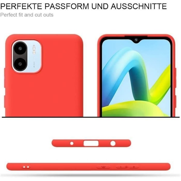 Skyddsskal för Xiaomi Redmi A1/A2 - E.F.CONNECTION - Röd - Flexibel - Stöttålig - Härdat glas Röd