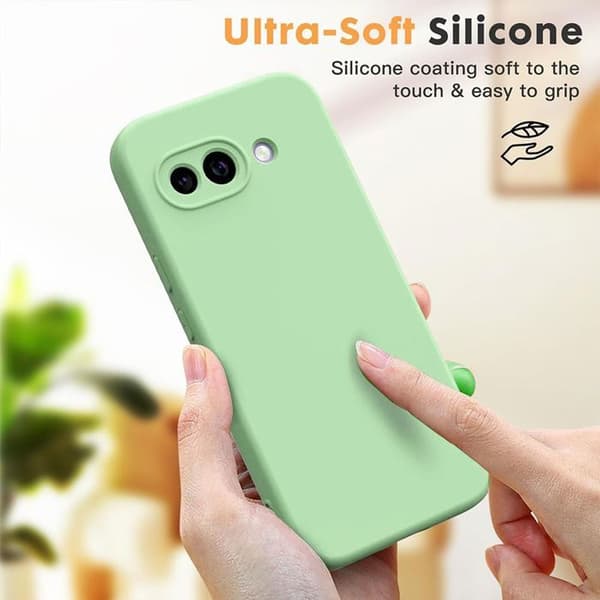 Skyddsfodral för Google Pixel 10a, Stöttålig Flytande Silikon - Grön - 2 Härdade Glas Grön