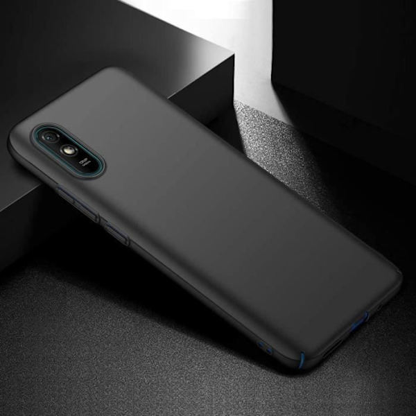 Xiaomi Redmi 9A fodral + skärmskydd i härdat glas, svart mycket tunt skyddande skal hårt fodral för Xiaomi