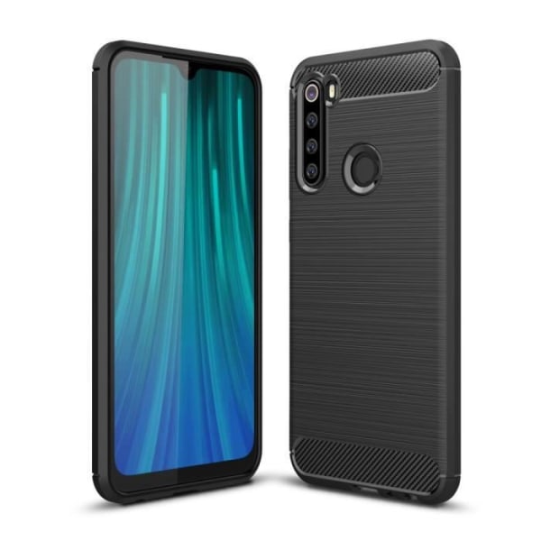 Etui til din Xiaomi Redmi Note 8 i sort børstet kulfiber TPU