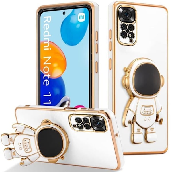 Coque - E.F.CONNECTION - För Xiaomi Redmi Note 11 - Note 11S - Stöttålig silikon - 3D astronautstöd - Vit Vit