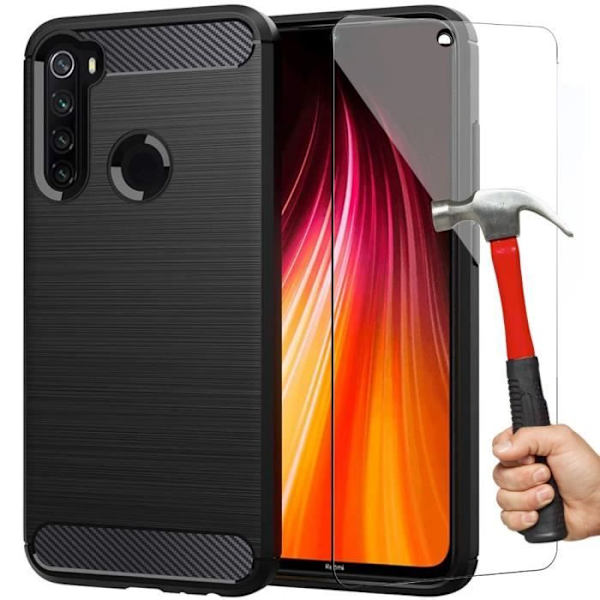 Skyddsfodral för Redmi Note 8 (6,3") - E.F.CONNECTION - Stålegenskaper - Härdat glas - Svart Svart