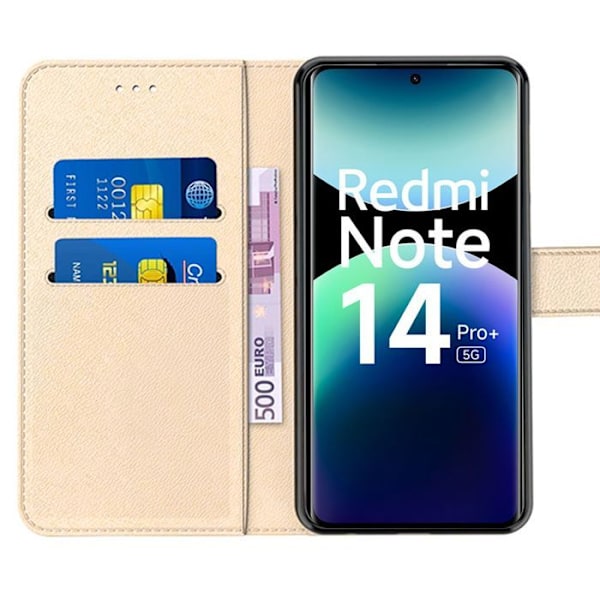 Skydd skal för Xiaomi Redmi Note 14 Pro Plus 5G/Note 14 Pro+ 5G, Slitstarkt syntetläder - Guld gyllene
