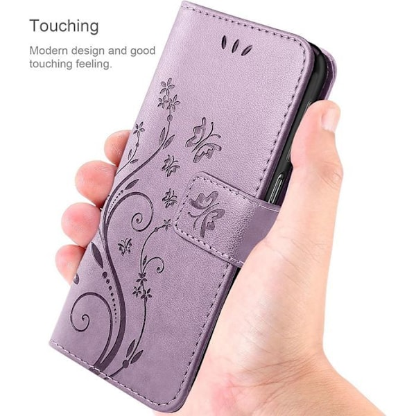 Coque för Xiaomi Redmi Note 14 Pro 5G (inte för 4G) Skrapskydd PU-läder Blommönster Fjäril - Lila Lila