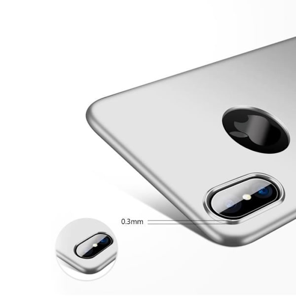 iPhone X-fodral (5,8') Skärm i härdat glas Stötsäkert skal Silikon Ultra Slim Gel-fodral - matt silverfinish Silver