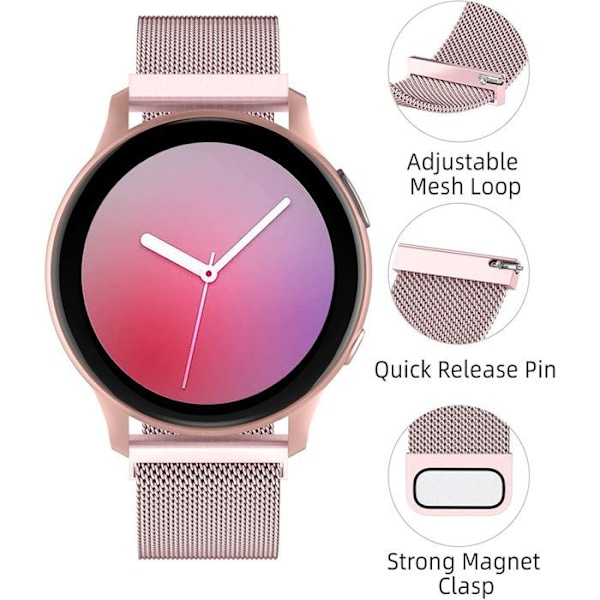 Armband för Samsung Galaxy Watch 7/6/5/4/3 40mm/42mm/43mm/44mm/46mm/46mm/47mm - Milanese Rostfritt Stål Rosa Rosa