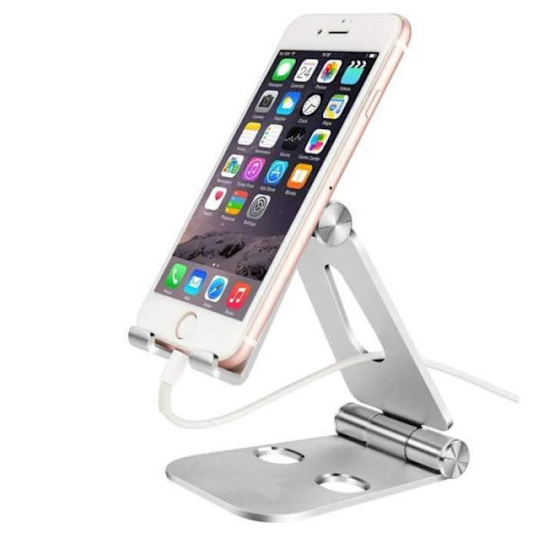 AE30735-telefonholder, tabletholder, dockholder til mobiltelefon, andre smartphones aluminium - sølv