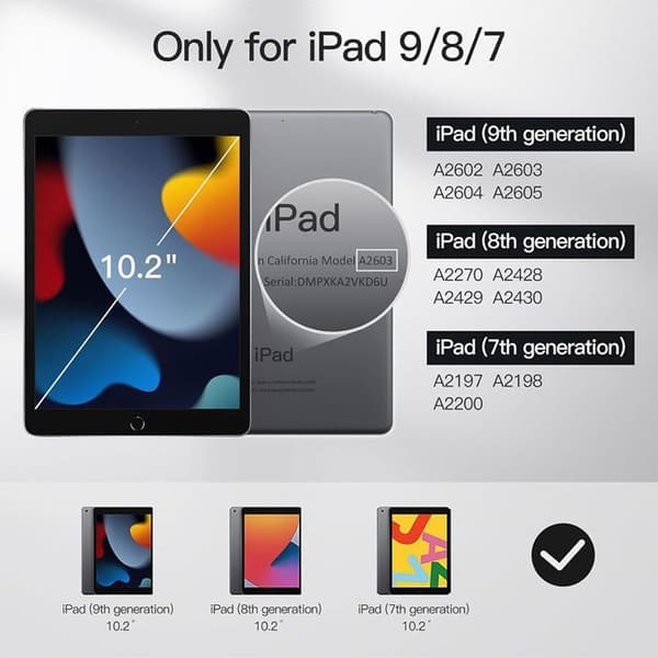 Skal + Härdat Glas för iPad 10,2" (2019/2020/2021) Stötsäker Rotations med Stylushållare - Grå Grå