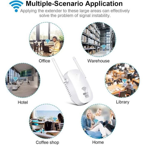 Wi-Fi Repeater 1200 Mbps Dual Band Wifi-forstærker 2,4 & 5 GHz