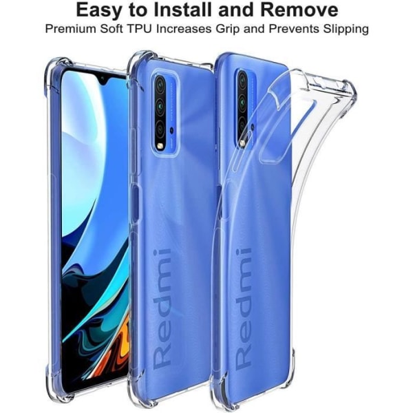 Beskyttelsesetui til Redmi 9T - E.F.CONNECTION - Blødt - Silikone - Gennemsigtig - Forstærkede hjørner Transparent