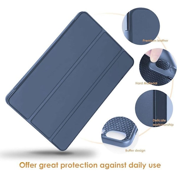 Coque + Härdat Glas för Samsung Galaxy Tab S9 FE (10,9 Tum) / S10 FE, Marinblå Stöttålig Fodral med Stödfunktion marinblå