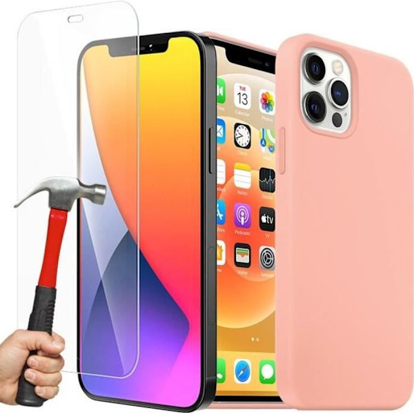 Coque Silikonvätska - E.F.CONNECTION - för iPhone 12 Pro Max - Stötresistent - Repfri - Rosa Rosa