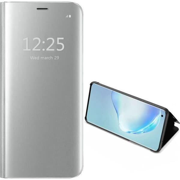 Fodral - Xiaomi - Redmi Note 9 - Spegelflikfodral - Stötsäker - Stativfunktion Vit/Silver