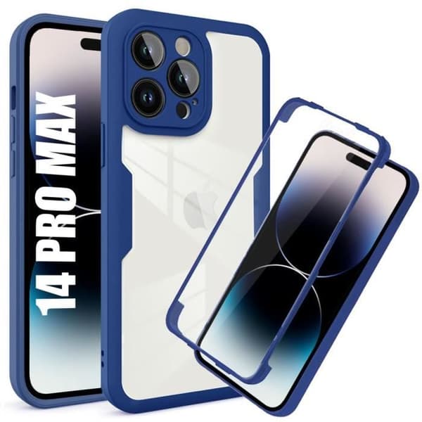 Skyddsfodral för iPhone 14 Pro Max (6,7") - E.F.CONNECTION - Heltäckande Hårdplast Transparent - Blå Blå