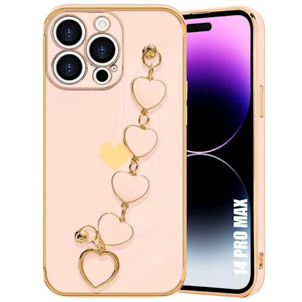 Coque - iPhone - 14 Pro Max - Silikone TPU - Stødabsorberende - Hjerte Mønster Rosa