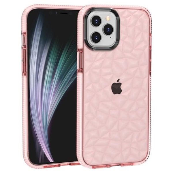 Silikonfodral för iPhone 12 Pro Max, 3D Diamond Pattern Solid Shockproof Protection - Rosa Rosa