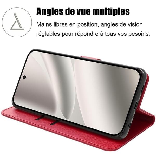 Mobilskal - E.F.Connection - för Google Pixel 10 Pro - Röd PU-läder - 2 härdade glas Röd