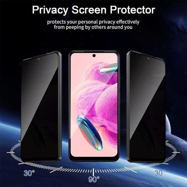 Skärmskydd - E.F.Connection - Redmi Note 12S - 3-pack - Härdat glas - Antispy Svart