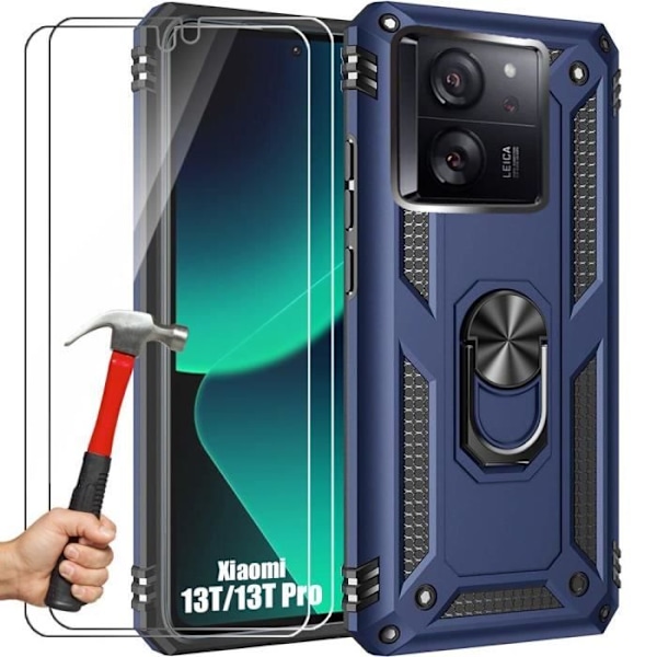 Coque - Xiaomi - 13T/13T Pro - Förstärkt - 360° Stöd - 2 Härdat Glas - Marinblå marinblå