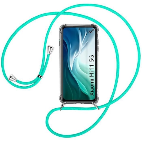 Taske til Xiaomi Mi 11i (6,67") Forstærket hjørne Anti-ridse Transparent Blød TPU Inkluderer mobil kæde Grøn Transparent-Grön