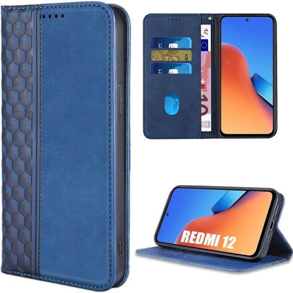 Coque - E.F.Connection - för Xiaomi Redmi 12 - Flip i Läder - Mosaikmönster - Mörkblå marinblå