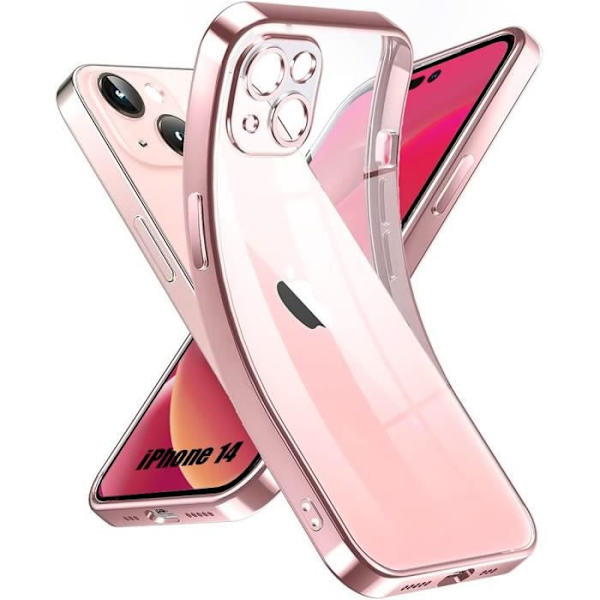 Skyddsfodral för iPhone 14 - E.F.CONNECTION - Transparent silikon med rosa kontur Rosa