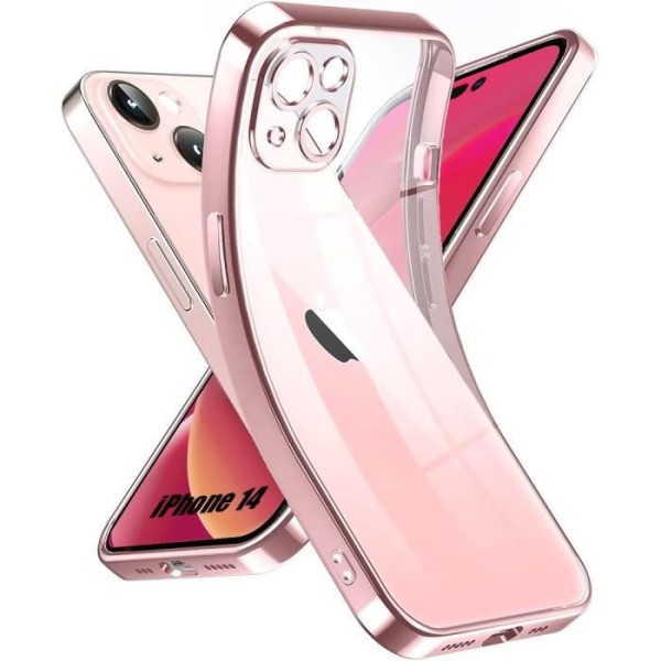 Transparent silikonfodral till iPhone 14 med rosa kontur