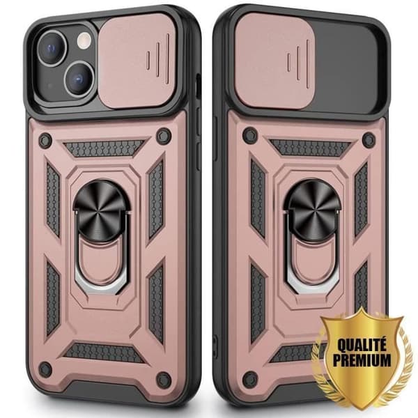 Skyddsskal - E.F.CONNECTION - för iPhone 13 - Slim - Stötsäker - Stödring Rosa