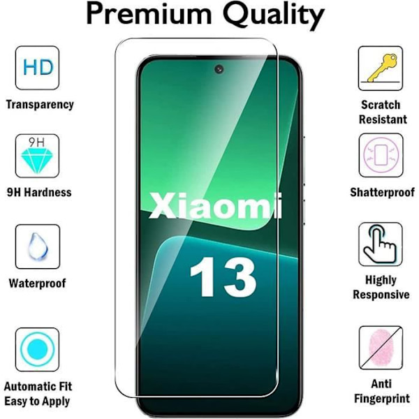 [2 stycken] Härdat glas för Xiaomi 13 - E.F.CONNECTION - Skärmskydd - Transparent - Härdat glas Transparent