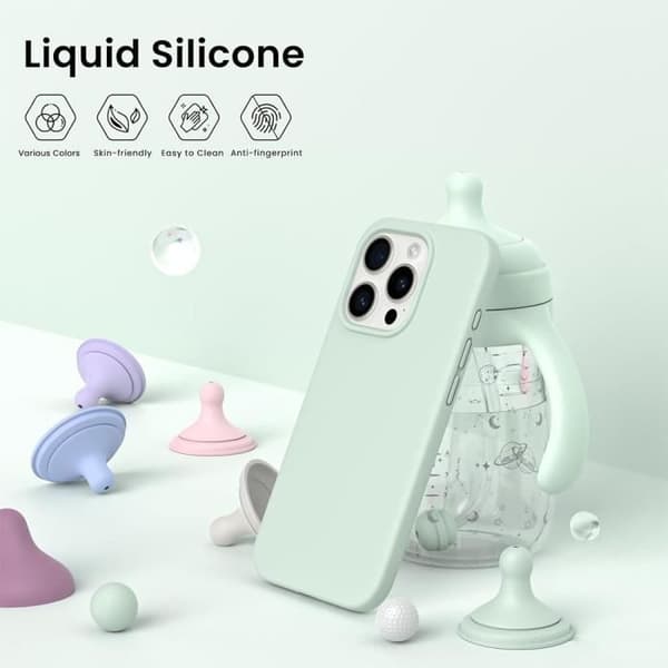 Skyddsfodral - E.F.CONNECTION - för iPhone 15 Pro - Silikon TPU - Stötsäker - Ultrafin Grön