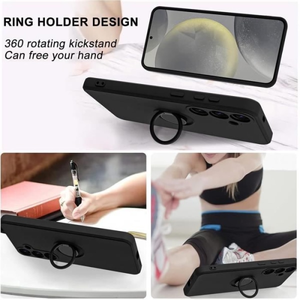 Coque - Xiaomi - Redmi A3 - Stødabsorberende Beskyttelse - Flydende Silikone - Rotér Ring Svart