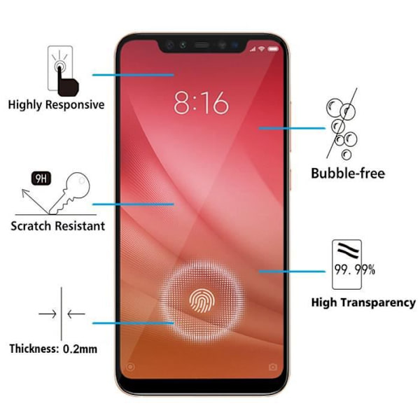 Beskyttelsesfilm - VCOMP - Xiaomi Mi 8 Pro/Explorer - Tempereret glas - Sort - 0.3-0.4 mm SVART
