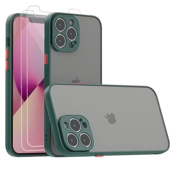 Skydd för iPhone 13 Pro Max - E.F.CONNECTION - Silikon - Nattgrön - Stötsäker - Härdat Glas Midnattsgrönt