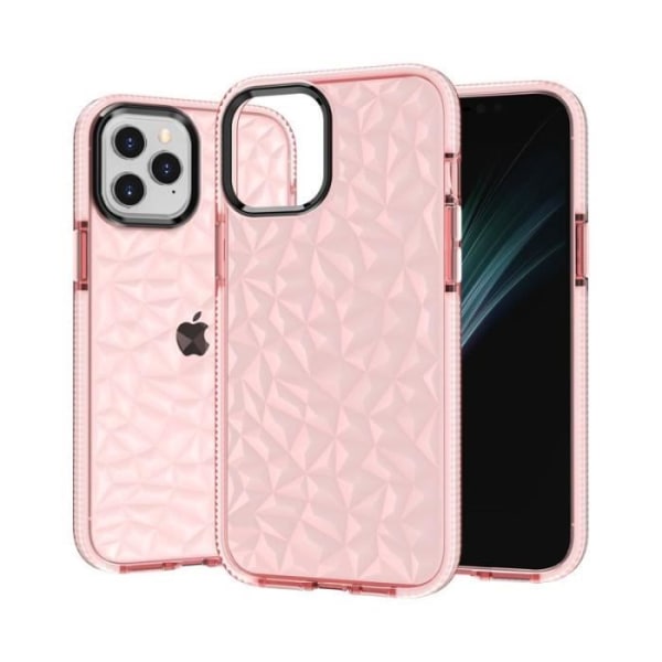 Silikonfodral för iPhone 12 Pro Max, 3D Diamond Pattern Solid Shockproof Protection - Rosa Rosa