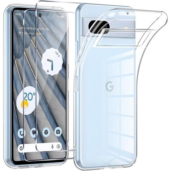Fodral och 2 härdade glasögon för Google Pixel 7a - Förstärkt skydd Stötsäker silikon