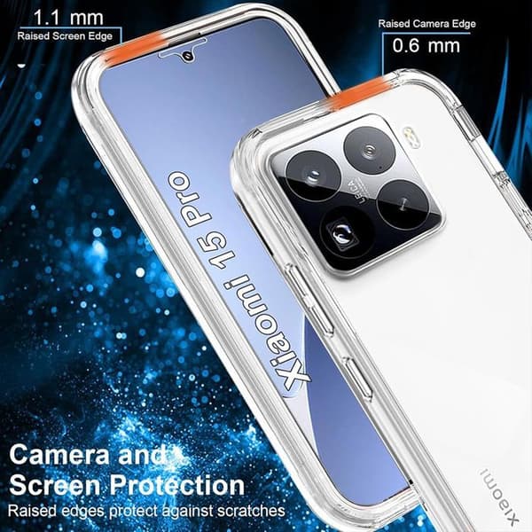 Skyddsskal - E.F.CONNECTION - för Xiaomi 15 Pro - Stöttålig - Transparent - 360° skydd Transparent