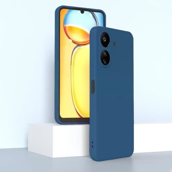 Coque + Tempererade Glas - E.F.CONNECTION - För Xiaomi Redmi 13C - Flytande Silikon - Mörkblå - Matt Effekt marinblå