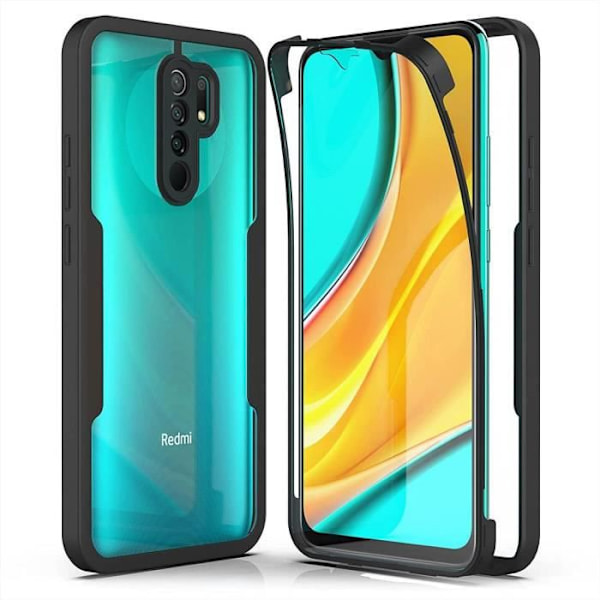 Fodral för Redmi 9 (6,53") 360 graders skydd mot repor, hård tjock förstärkt kant Svart
