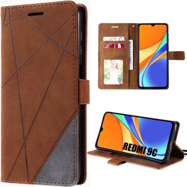 Etui til Xiaomi Redmi 9C - 10A Flip Case Flap Syntetisk Læder Brun kastanj