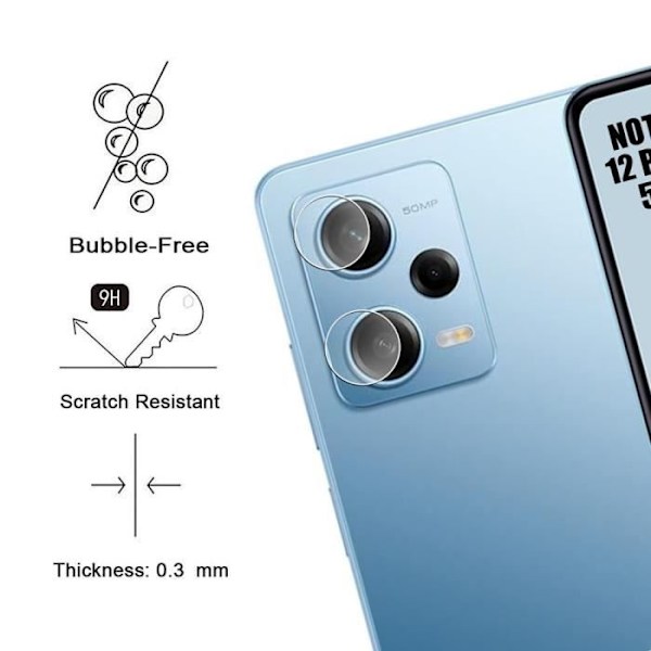 2 x härdat glas kameraskydd för Xiaomi Redmi Note 12 Pro 5G Transparent