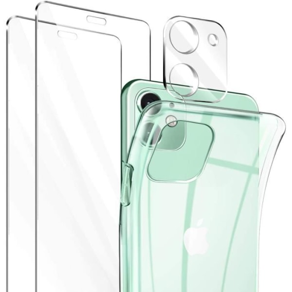 Fodral för iPhone 12 + skärmskydd i härdat glas [bubbelfritt] + kameraskydd på baksidan [1 stycken], transparent SilicoTO